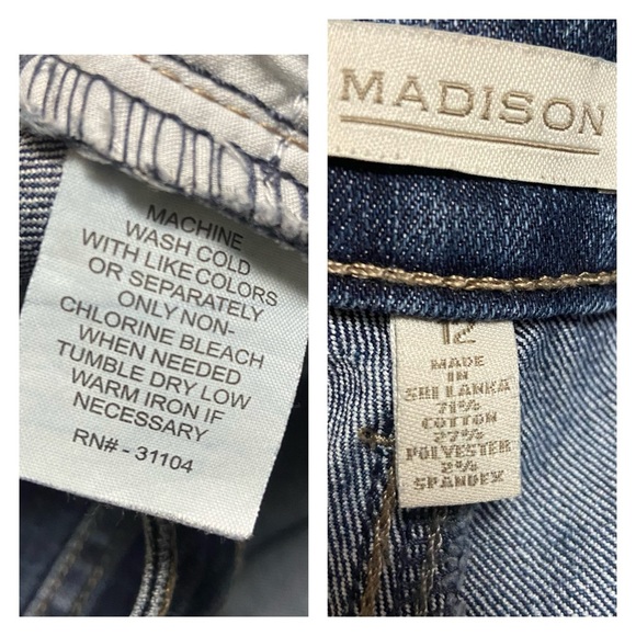 Madison Bootcut Bling Mid Rise Rhinestone Jeans Blue - Picture 11 of 12